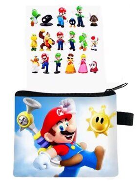 Mario Super Mario 18Pc Figure Set w Pouch Cake Toppers Party Favor Bundle